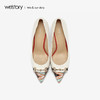 westory2019新款彩色蛇皮拼接尖头高跟鞋女细跟时尚W29AE50541 商品缩略图1