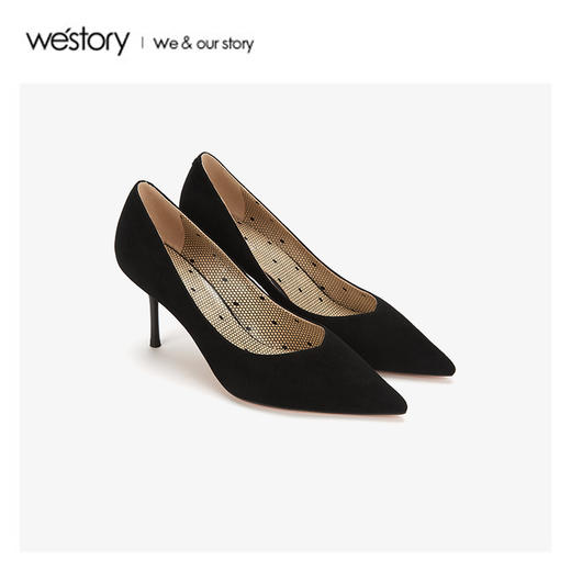 westory2020新款中式红色婚鞋尖头平高跟鞋女优雅古风W20AE51182 商品图1