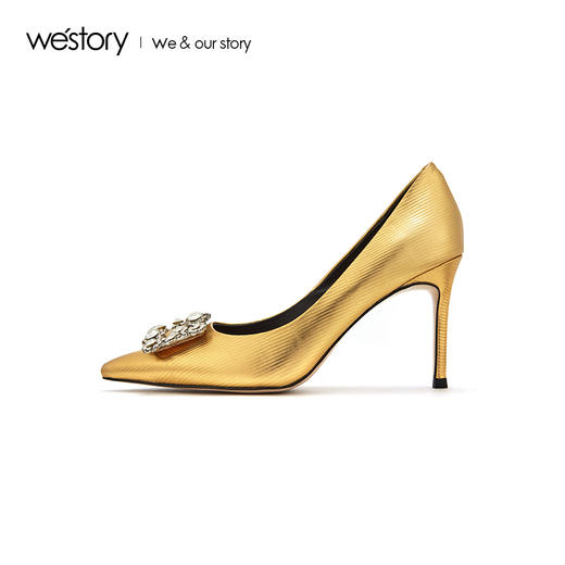westory2019夏秋新品西式高跟鞋女尖头水钻优雅婚宴W29CE70171 商品图3
