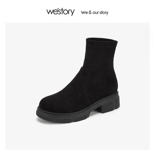 westory弹力靴女中跟时尚舒适短靴 2019年冬季新款S29DS80841 商品图0