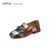 westory2019新款格子乐福鞋女一脚蹬浅口舒适复古单鞋W29AM50501 商品缩略图2