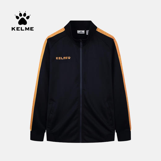 KELME 卡尔美 男士运动外套复古串标休闲立领跑步外套针织卫衣 商品图3
