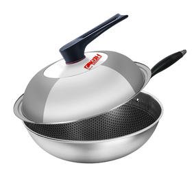 康巴赫升级款持家款炒锅蜂窝不粘锅不锈钢炒锅电磁炉炒菜家用