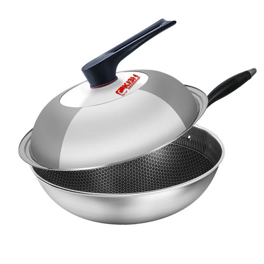 康巴赫升级款持家款炒锅蜂窝不粘锅不锈钢炒锅电磁炉炒菜家用 商品图0