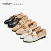 westory2019秋季新品金属环蛇纹羊毛卷休闲懒人单靴女W29CM70031 商品缩略图3