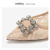 westory2019春夏镂空浅口西式婚鞋水钻方形扣平底女鞋W29AE50201 商品缩略图3