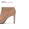 westory2018年秋冬新款绒面系带短靴高跟鞋尖头细跟女W284S80171 商品缩略图3
