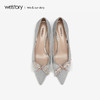 westory2019春季新款浅口尖头单鞋高跟水晶蝴蝶结唯美W29AE50811 商品缩略图1