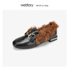 westory毛毛乐福鞋真皮羊毛里 2019冬季保暖时尚气质W29CM70491 商品缩略图0