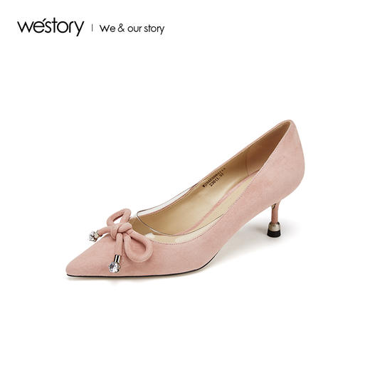 westory纯色浅口高跟鞋女2019春夏新款社交宴会单鞋W29AE50831 商品图0