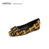 westory2019新款钻扣浅口单鞋女平底字母印花简约优雅W29AE50841 商品缩略图0