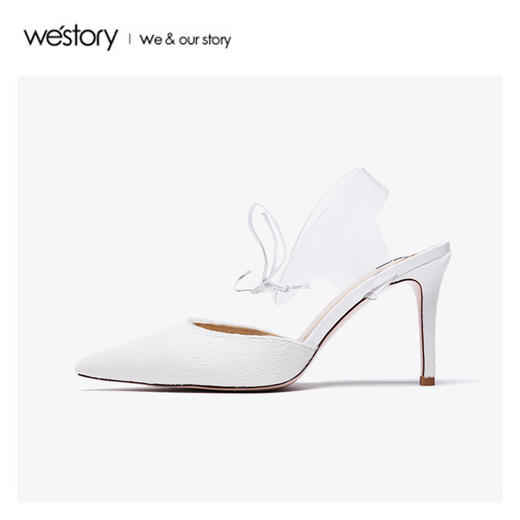 降价购专用 westory2020春季新款尖头时尚系带绑花高跟鞋凉鞋女W20AH51691 商品图1