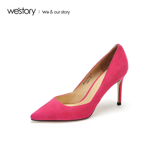 westory红色高跟鞋婚鞋浅口单鞋鞋简约女鞋W283E7036115 商品图1