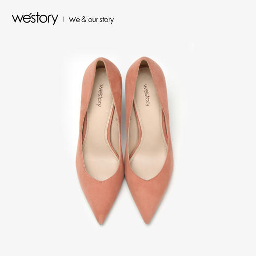 westory浅口单鞋女细高跟鞋纯色尖头社交宴会结婚女鞋W283E70341 商品图2