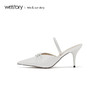 westory2019春夏新款纯色包头凉鞋仙女高跟白色尖头W29BH60242 商品缩略图2