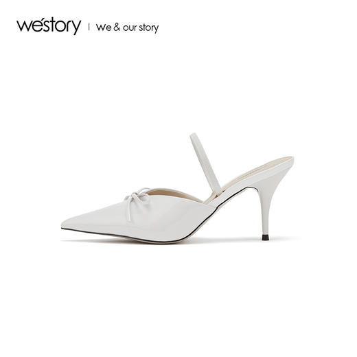 westory2019春夏新款纯色包头凉鞋仙女高跟白色尖头W29BH60242 商品图2