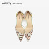 westory2019新款蛇皮纹透明拼接尖头高跟鞋女优雅气质W29AH50241 商品缩略图1