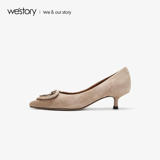 westory2019秋季新品优雅心形高跟鞋女小猫跟休闲气质W29CE70161 商品图2