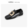 westory方扣懒人鞋异形粗跟松紧鞋口 2019冬季气质新款W29CM70551 商品缩略图0