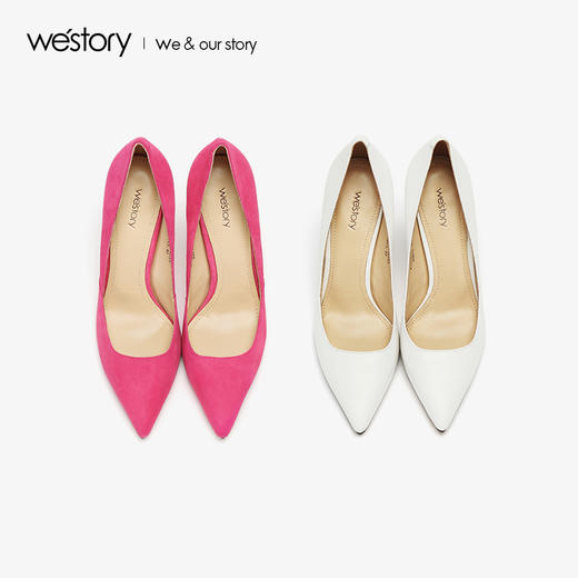 westory红色高跟鞋婚鞋浅口单鞋鞋简约女鞋W283E7036115 商品图4