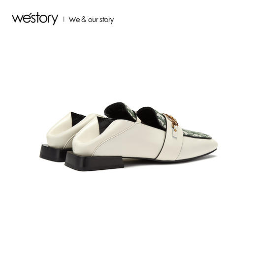 westory2019新款乐福鞋女粗跟字母拼接复古英伦风W29AM50611 商品图4