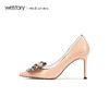 westory2019新款尖头高跟鞋女细跟透明豹纹蝴蝶结女鞋W29AE50261 商品缩略图2