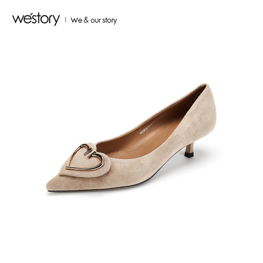 westory2019秋季新品优雅心形高跟鞋女小猫跟休闲气质W29CE70161 商品图0