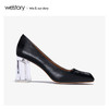 westory2020春季新款方头浅口编织纹牛皮方跟鞋女W20AE51131 商品缩略图3