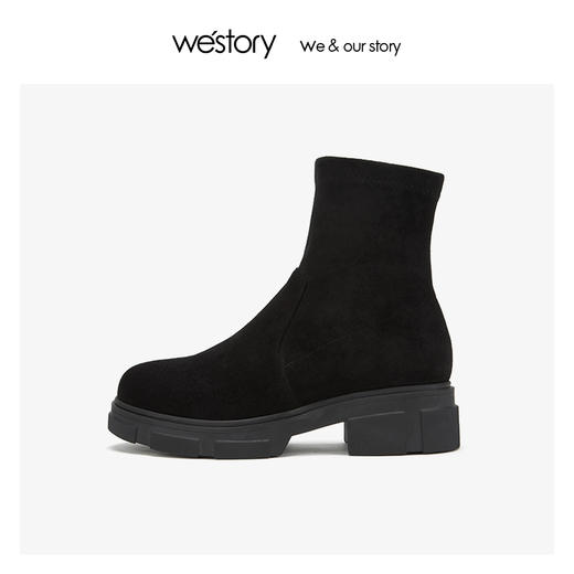 westory弹力靴女中跟时尚舒适短靴 2019年冬季新款S29DS80841 商品图2