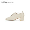 westory2019秋季新品方头复古优雅中高粗跟皮鞋女优雅W29CM70081 商品缩略图4
