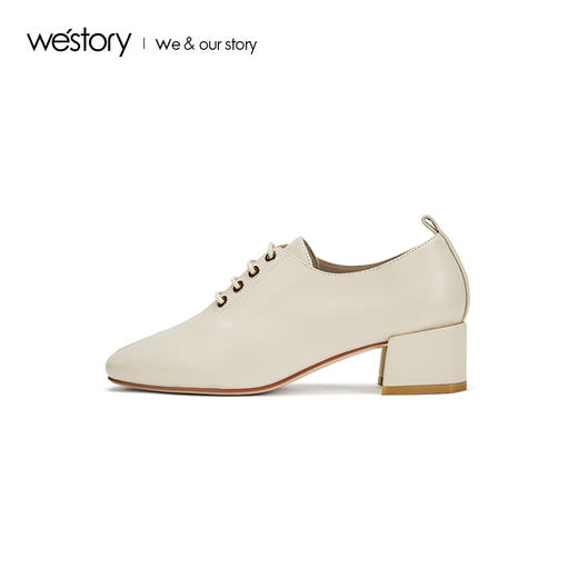 westory2019秋季新品方头复古优雅中高粗跟皮鞋女优雅W29CM70081 商品图4