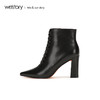 westory2018年秋季新款靴子软皮面粗跟尖头短筒靴子女W284S80561 商品缩略图1