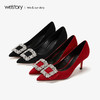 westory2019新品水晶钻扣婚鞋中式细跟优雅宴会高跟鞋W29CE70291 商品缩略图3
