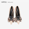 westory2019新款尖头高跟鞋女细跟透明豹纹蝴蝶结女鞋W29AE50261 商品缩略图1