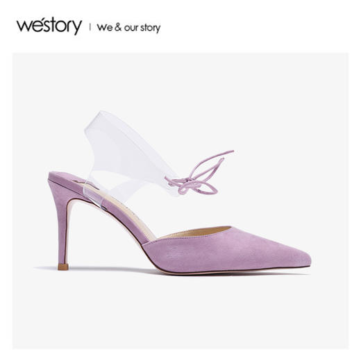 降价购专用 westory2020春季新款尖头时尚系带绑花高跟鞋凉鞋女W20AH51691 商品图4