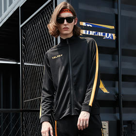 KELME 卡尔美 男士运动外套复古串标休闲立领跑步外套针织卫衣