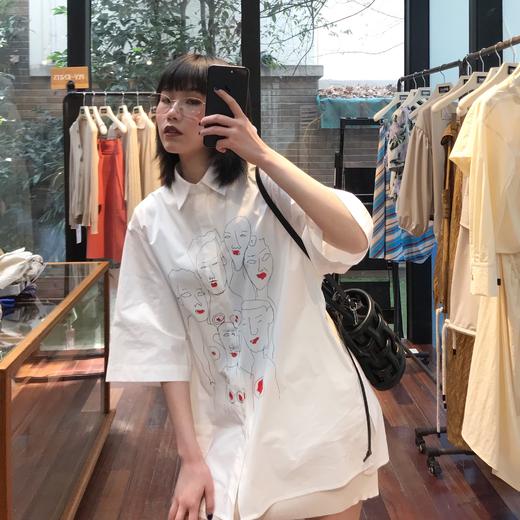 Sans Titre 白色印花廓形衬衫 SS20ST34MA43WH01 商品图1