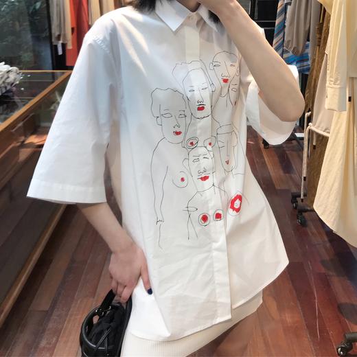 Sans Titre 白色印花廓形衬衫 SS20ST34MA43WH01 商品图0