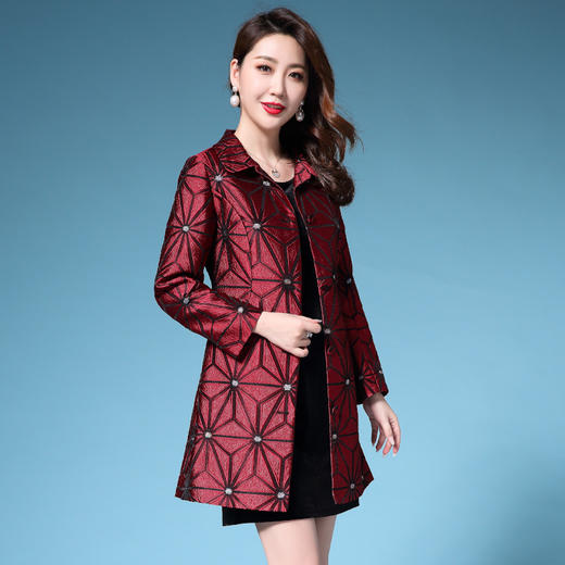 DYSL-Y1768新款大码时尚气质提花风衣外套 商品图1
