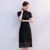 TZM-330新款优雅中国风蕾丝中长款礼服连衣裙 商品缩略图1