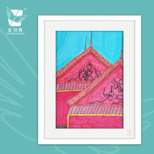 装饰画《红屋顶》 金羽翼残障小艺术家手绘作品 复制画/原画 商品图0