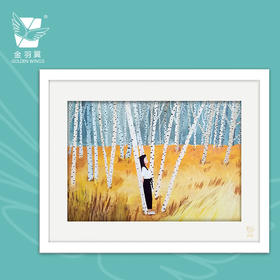 装饰画《听，白桦林的歌声》 金羽翼残障小艺术家手绘作品 复制画/原画