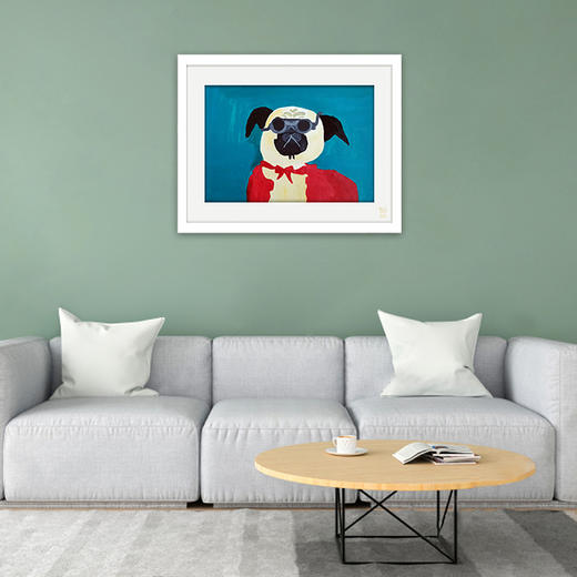 装饰画《复古dog》 金羽翼残障小艺术家手绘作品 复制画/原画 商品图1