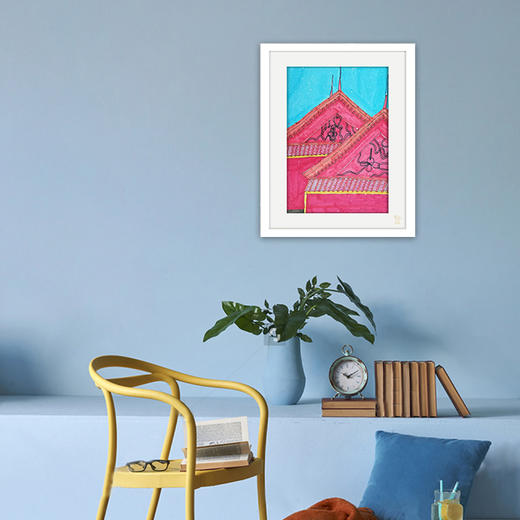 装饰画《红屋顶》 金羽翼残障小艺术家手绘作品 复制画/原画 商品图1