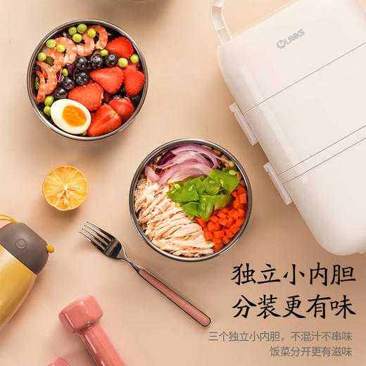Olyaks电热饭盒三层 电子饭盒双层保温加热蒸煮自动蒸热饭便当盒 商品图1