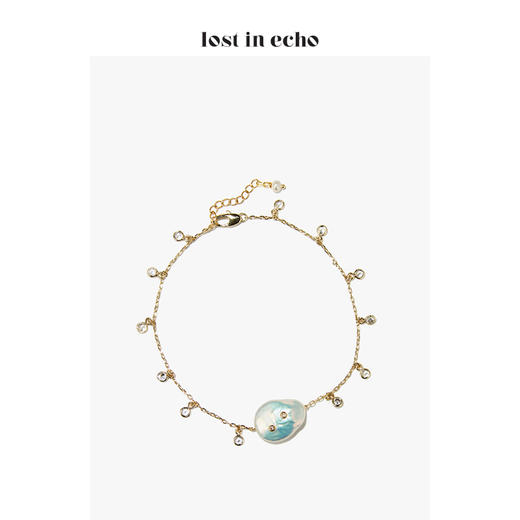 lost in echo巴洛克珍珠手工镶嵌锆石脚链 商品图1