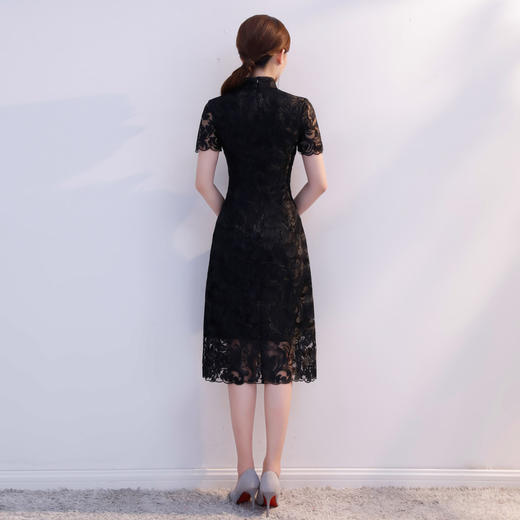 TZM-330新款优雅中国风蕾丝中长款礼服连衣裙 商品图4