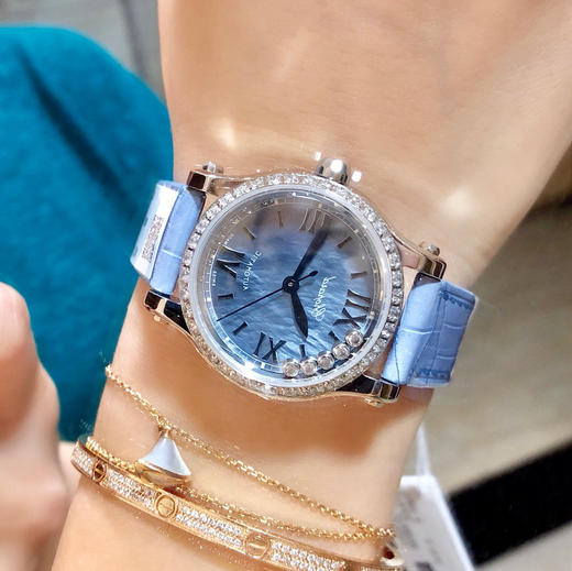 最新浅蓝配色 很美哦！萧邦CHOPARD快乐钻系列（原版开模）「小号30mm 」
历时一年多研发终于面世 商品图1