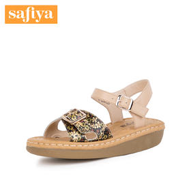 商场同款 | Safiya/索菲娅一字式扣带坡跟民族风简约休闲舒适凉鞋商城同款女SF82115016