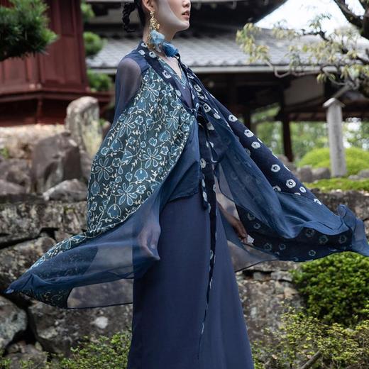 【林栖设计小店】蓝印花布系列蓝染2020夏季女装新品无袖长款两件套连衣裙 商品图2